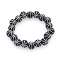 Verstelbare basketbal armband met zwarte kralen en witte sportieve lijnen decoratie - Zwarte Basketbal Kralen Stijl (BN-0110)