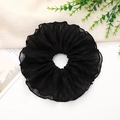 Elegante coletero de gasa plisada negra con textura romántica de volantes - Negro