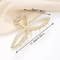 Dettaglio molletta per capelli dorata con perle e strass, dimensioni 11,5 cm x 5 cm - Grande / Beige (Stile Perle)