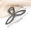 Pinza per capelli in metallo con strass grigi e design a torsione per acconciature - Grande / Nero (Strass)