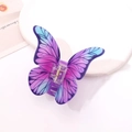 Dettaglio del fermaglio a farfalla con sfumatura viola e molla dorata di tendenza - Viola Sfumato