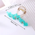 Blue heart hair claw clip in transparent acrylic with gold spring, size 9cm and 5.5cm wide - Blue Heart Claw