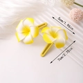 Frangipani plumeria flower hair clips set for tropical beach vacation and summer hair style - Yellow (Pair)