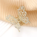 Elegante molletta per capelli a farfalla in metallo dorato con strass scintillanti - Stile Farfalla in Zirconia / Oro