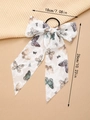 Lace haarwokkels met vlinderprint, detailopname van 18cm breedte en 26cm totale lengte maat - Boog Lint Scrunchie