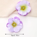 Detail showing 7cm purple and white gradient fabric flower hair clip with dimensions - 7cm Style / Purple