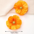 Detailed top view of 7cm orange silk flower hair clip with realistic layered petals - 7cm Style / Orange