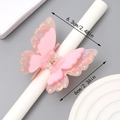 Pince à cheveux papillon rose élégante avec strass et mesure de taille de 6,3 cm - Rose