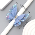 Pince à cheveux papillon bleu avec strass et dégradé marbré, taille de 6,3 cm - Bleu clair