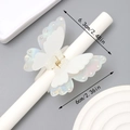 Pince à cheveux papillon blanche élégante avec strass et dimensions 6,3 cm par 6 cm - Blanc laiteux