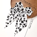 Pinza para el pelo blanca con flores negras y cintas largas elegantes, 17x26cm - Blanco