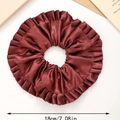 Large 18cm burgundy satin scrunchie with pleated silk texture for ballet style buns - Brown