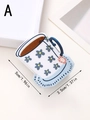 Detail shot of mini coffee cup hair claw with blue flower pattern and size 5cm x 3.5cm - Blue Floral White Style (A)