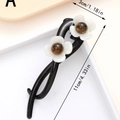 Elegante molletta per capelli nera da 11cm con fiori bianco crema e perle ambrate - Base Nera Fiore Bianco (A) / Bianco