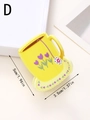 Close-up of yellow coffee cup claw clip with tulip print measuring 5cm x 3.5cm - Yellow Tulip Style (D)