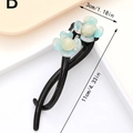 Fermaglio vintage con fiori marmorizzati blu e pinza a torsione nera da 11 cm - Base Nera Fiore Blu Marmorizzato (B) / Marmo Blu Chiaro