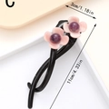 Fermaglio a banana nero con fiori rosa e perle viola, lunghezza totale di circa 11cm - Base Nera Fiore Rosa (C) / Rosa