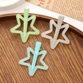 Set di 3 fermagli per capelli a forma di stella in colori pastello per ragazze - Set con Zirconia Verde