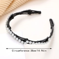 Cerchietto a scatto con perle nere, denti antiscivolo e circonferenza di 38cm per donna - Nero (D)