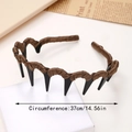 Cerchietto ondulato in tessuto marrone con denti antiscivolo neri, circonferenza 37cm - Marrone