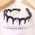 Diadema ondulada chic en blanco y negro con dientes, textura suave, 36cm de contorno - Negro