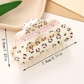 Pinza per capelli crema con stampa leopardata e nastro a quadri con dimensioni - Style D (Creamy White Pink Leopard)