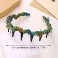 Diadema trenzada multicolor estilo punk con detalles de puntas negras y dimensiones - Verde