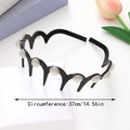 Black wavy pearl headband with non-slip teeth, 37cm circumference hair accessory - Circumference 37.0cm / Silver Grey Glitter (A)