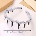 Pink and light blue woven wave headband with 36cm circumference and comb teeth - White