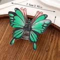 Pince à cheveux papillon verte élégante pour femmes en résine et métal durable - Vert