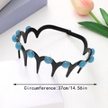 Cerchietto ondulato antiscivolo con perline blu e pettine in plastica nera per donne - Circonferenza 37.0cm / Blu Oceano (E)
