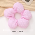 Pink checkered flower scrunchie with 3D sponge texture and 18cm large diameter size - 18cm / Flower Shape / Pink