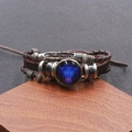 Handmade leather multi-layer luminous bracelet with Taurus zodiac sign glass bead - Taurus