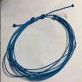 Bracciale minimalista in corda cerata intrecciata blu impermeabile con chiusura a nodo regolabile - Blu Azzurro