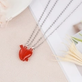 Matching magnetic heart necklaces with arrow design for couples in silver and red finish - Red Arrow Heart (NST-0213-10)