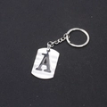Sleek stainless steel keychain featuring a rectangular pendant with letter A cutout - Letter A
