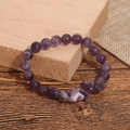 Bracciale di ametista naturale con perline lucide e pepite di cristallo grezzo - Ametista Scheggiata (BNS-0228)