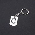 Polished silver stainless steel keychain with creative cutout letter C pendant charm - Letter C