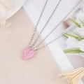 Detail of pink magnetic heart necklaces for couples on elegant floral background - Pink Magnetic Style (NST-0213-12)