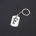 Minimalist silver stainless steel letter F keychain with a brushed metal finish - Letter F