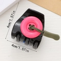 Black resin hair claw clip with pink button and green cord, size 4cm x 4cm - Small Black Clip Pink