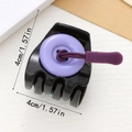 Black button cheese hair claw clip in purple color variant with 4cm size specifications - Small Black Clip Purple