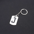 Stainless steel keychain featuring a minimalist cutout letter J pendant design - Letter J
