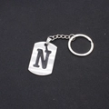 Minimalist stainless steel square keychain featuring a brushed metal letter N cutout - Letter N
