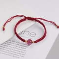 Geflochtenes rotes Armband mit Erdbeerquarz und Goldperlen für Damen und Herren - Rote Schnur Erdbeerquarz Einzelstein