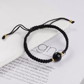 Handgefertigtes schwarzes Obsidian-Webarmband mit Goldakzenten für Damen und Herren - Schwarze Schnur Obsidian Einzelstein