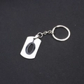 Minimalist stainless steel keychain with a rectangular hollow letter O pendant - Letter O