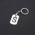 Minimalist silver stainless steel letter S keychain with brushed metal finish - Letter S