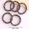 Set of 5 brown leopard print high elastic hair ties with 5cm diameter and soft fabric - Leopard Thick Dots