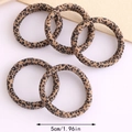 Set of 5 durable coffee leopard print high elasticity hair ties measuring 1.96 inches - Leopard Fine Dots